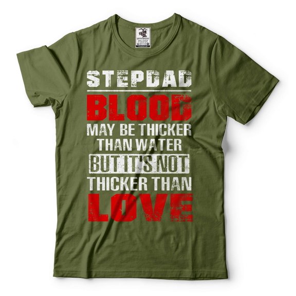 Mens Step Dad T-shirt Stepdad Funny Shirt Father's Day Gift Shirt Fathers Day Step Dad Shirt (Large Military Green)
