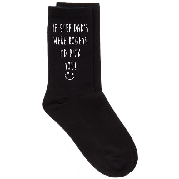 Mens Step Dad's Bogeys I'd Pick You Fathers Day Christmas Present Black Socks Gift