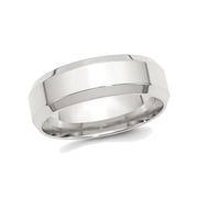 Gem & Harmony Mens Sterling Silver 7mm Bevel Edge Wedding Band Ring for Men