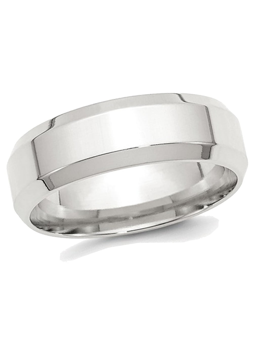 Beveled mens wedding band best sale