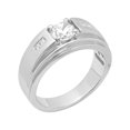 thumbnail image 1 of Mens Sterling Silver Cubic Zirconia Solitaire Ring - Mens Ring, 1 of 5