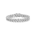 thumbnail image 1 of Gem & Harmony Mens Sterling Silver Curb Chain Bracelet 8.5 inches for Men, 1 of 5