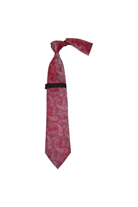 Mens Steven Land 100% Woven Silk Big Knot Tie and Hankie Set BW2436-05 Red
