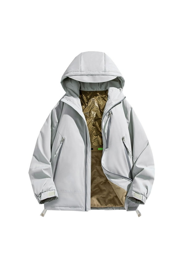 Mens Stitching Hooded Fashion Jacket Coats Drawstring Fall Winter Pullover Business Work Outdoor Outwear with Pockets,Gray,L