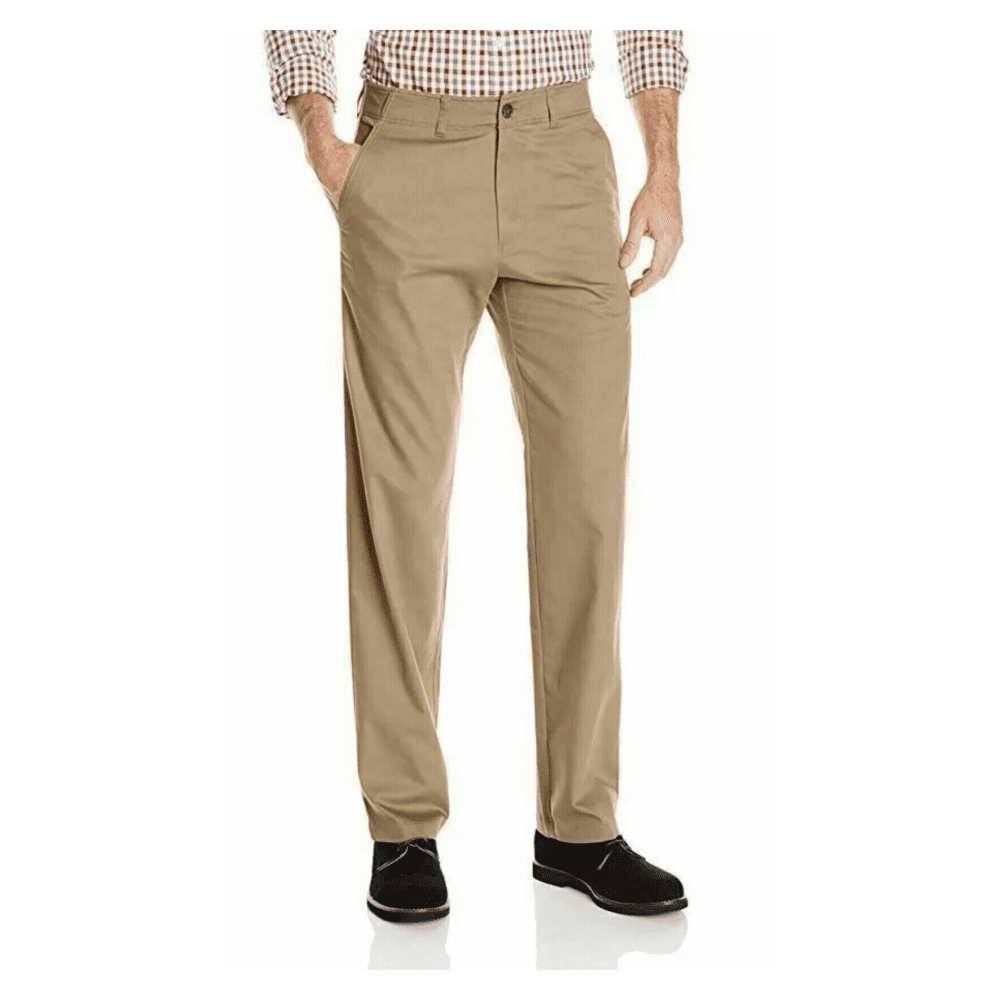 Mens Straight-Fit Stretch Flat-Front Pants 32x32 Khaki Chino Pants ...