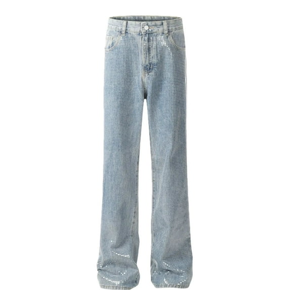 Mens Straight Leg Jeans with Slight Stretch Washed Denim Durable Everyday Casual Trousers Versatile All Season Wear