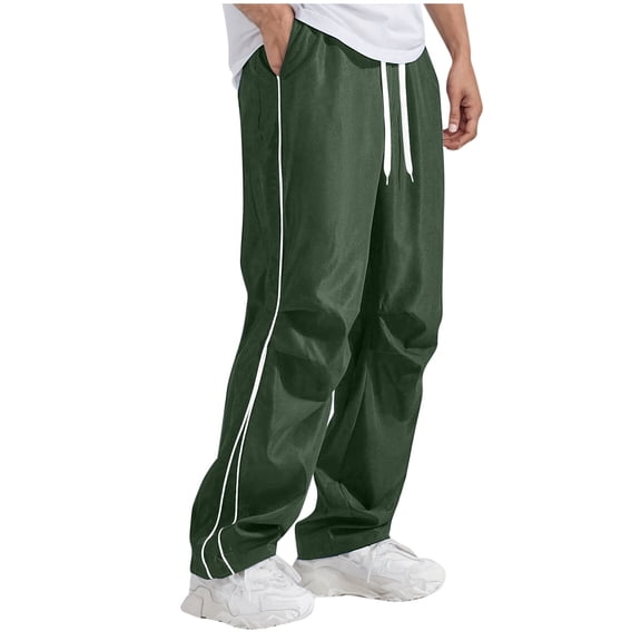 Mens Straight Leg Sweatpants Y2k Cool Parachute Pants Joggers Drawstring Lightweight Quick Dry Urban Pants