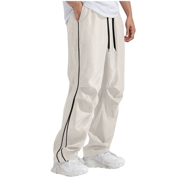 Mens Straight Leg Sweatpants Y2k Cool Parachute Pants Joggers Drawstring Lightweight Quick Dry Urban Pants