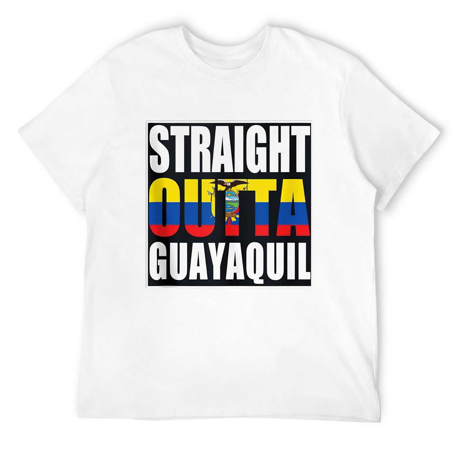 Mens Straight Outta Guayaquil Ecuador T Shirt White Large