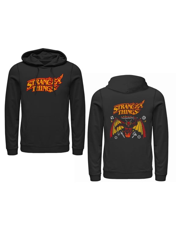 Mens Stranger Things Flame Demon Logo Lightweight Hoodie