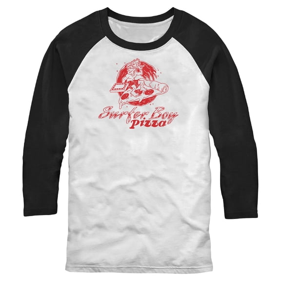 Mens Stranger Things Surfer Boy Pizza Costume Baseball Tee