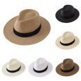 thumbnail image 1 of Mens Straw Cowboy Hat Wide Brim Breathable Summer Sun Hat with Chin Strap for Outdoor Travel Fishing Gardening, 1 of 3
