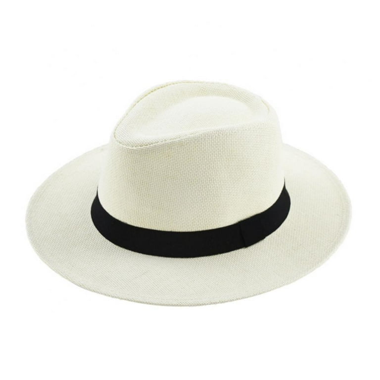 HEYANN Fedora Straw Trilby Hat, Panama Hat Summer Beach Sun Hats