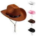 thumbnail image 1 of Mens Straw Hat - Western Style Studded Leather Cowboy Hat With Adjustable Strap And Curved Brim For And Fashionable Design For Outdoor Activities,White,One Size, 1 of 3