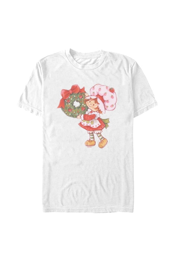 Mens Strawberry Shortcake Retro Christmas Wreath T Shirt