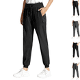 thumbnail image 1 of Mens Stretch Active Pants Casual Stylish Drawstring Pants Outdoor Lightweight Comfy Travel Hiking Work Pants with Zipper Pockets Gray M, 1 of 7