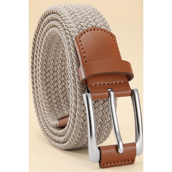 Mens Stretch Belt - 1 3/8" Elastic Braided Golf Belt for Men - Stretchy Web Fit Summer Casual Jeans