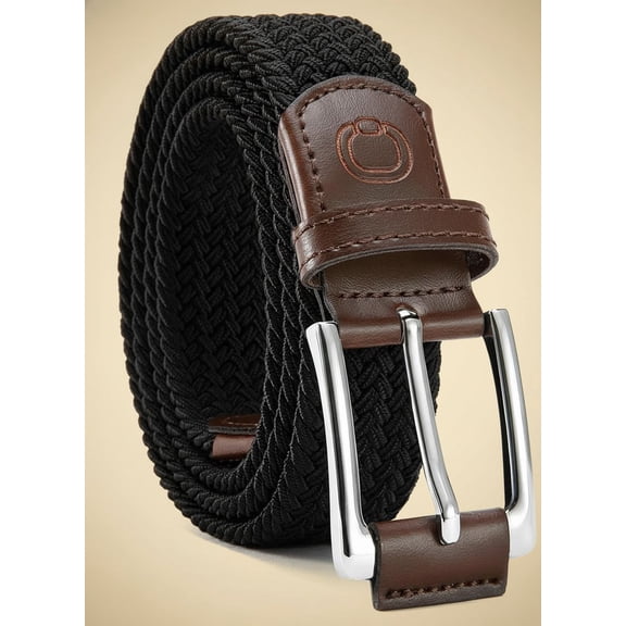 Mens Stretch Belt - 1 3/8" Elastic Braided Golf Belt for Men - Stretchy Web Fit Summer Casual Jeans