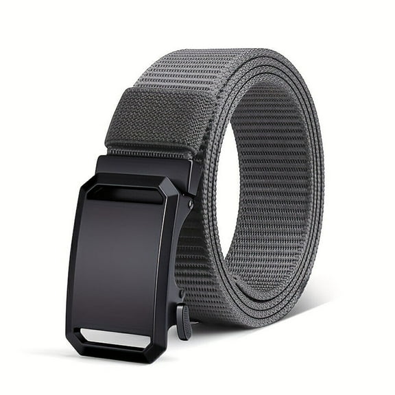 Mens Stretch Belt Quick Release Buckle Belt Strong Canvas Elastic Trouser Belt-grey
