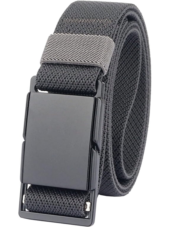 Mens Stretch Belt Quick Release Magnetic Buckle Elastic Webbing Sport Work Golf Belts for Men 1.34inch Wide