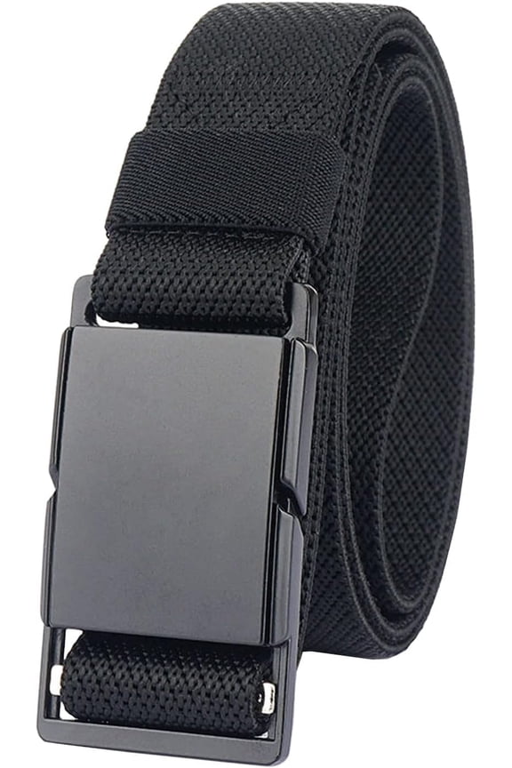 Mens Stretch Belt Quick Release Magnetic Buckle Elastic Webbing Sport Work Golf Belts for Men 1.34inch Wide