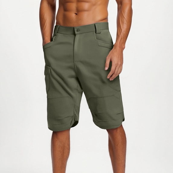 Mens Stretch Chino Shorts Casual Flat Front Slim Fit Shorts Spandex Half Pant Green M