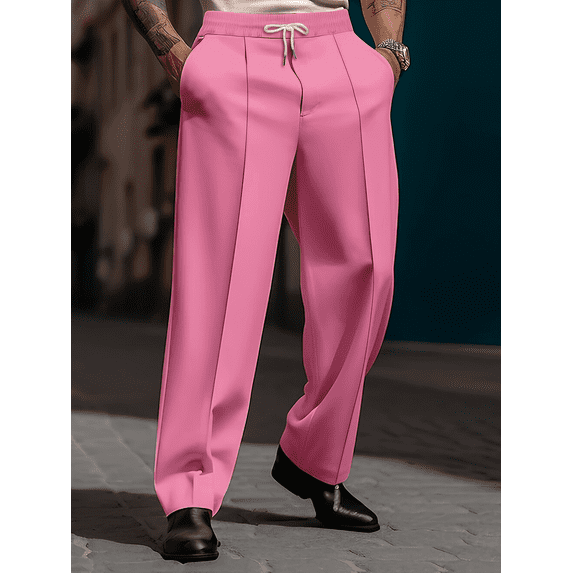 Mens Stretch Golf Pants Quick Dry Lightweight Casual Pants with Pockets Golf Dress Pant Stretch Work Business Casual Comfy Trousers Pink 3XL
