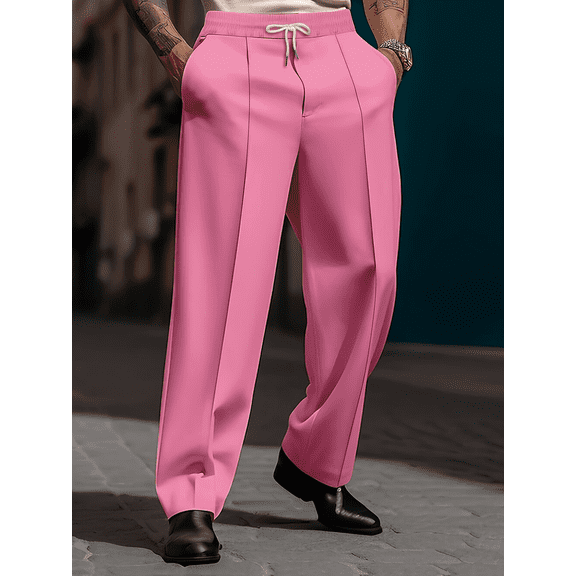 Mens Stretch Golf Pants Quick Dry Lightweight Casual Pants with Pockets Golf Dress Pant Stretch Work Business Casual Comfy Trousers Pink 3XL