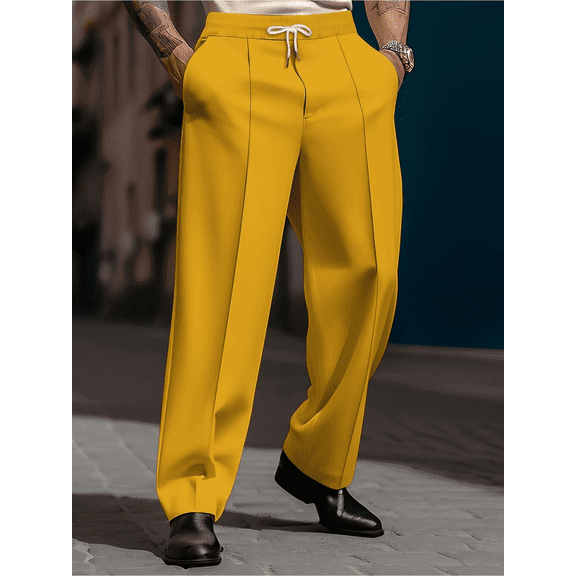 Mens Stretch Golf Pants Quick Dry Lightweight Casual Pants with Pockets Golf Dress Pant Stretch Work Business Casual Comfy Trousers Yellow M