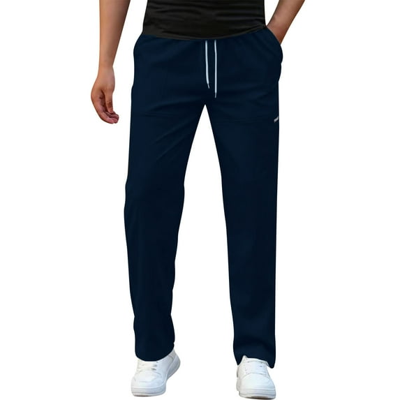 Mens Stretch Jeans Slim Fit 38X34 Male Fitness Running Trousers Drawstring Loose Waist Solid Color Pocket Loose Sweatpants Black Sweatpants Men Baggy Wide Leg