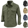 thumbnail image 1 of Mens Stretch Quick Dry Long Sleeve Button Down Tactical Shirts, Multi Pockets Breathable Lightweight Outdoor Work Shirts for Fishing Hunting Camping Travel Spring Fall Army Green, 1 of 9