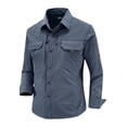 thumbnail image 1 of Mens Stretch Quick Dry Long Sleeve Button Down Tactical Shirts, Multi Pockets Breathable Lightweight Outdoor Work Shirts for Fishing Hunting Camping Travel Spring Fall Blue, 1 of 8
