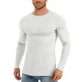 thumbnail image 1 of Mens Stretchy Crew Neck Shirts Long Sleeve Athletic Fall Layering Tops Mesh Breathable Casual Active Pullover Tops White, 2XL, 1 of 5