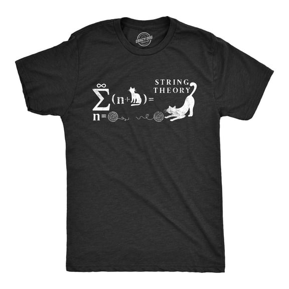 Mens String Theory T Shirt Funny Cat Math Science Nerdy Tee Graphic Tees