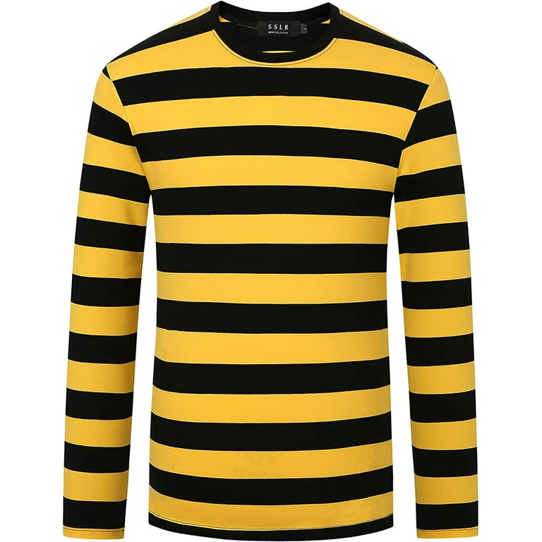 Mens Stripe T Shirts Crewneck Cotton Long Sleeve Tee Shirts for