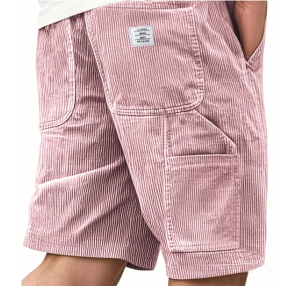 Mens Striped Cargo Shorts, Multi - Pockets, Light Gray, Summer Outdoor & Casual Looks