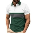 thumbnail image 1 of Mens Striped Golf Shirts Slim Short Sleeve Color Matching T Shirt Basic Stylish Cotton Work Shirts Dressy, 1 of 5