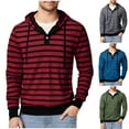 thumbnail image 1 of Mens Striped Print Hoodies Long Sleeve Color Block Sweatshirts Casual Loose Pullover Tops with Pocket Fall Outfits, 1 of 5