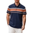 thumbnail image 1 of Mens Striped Shirts Business Casual Button Down Lapel Short Sleeve Pocket Golf Tees Work Shirt Fathers Gift, 1 of 5