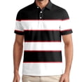 thumbnail image 1 of Mens Striped Short Sleeve Polo Shirt Lightweight Breathable Summer Casual Tee Tops L, 1 of 5