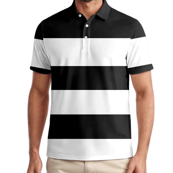 Mens Striped Short Sleeve Polo Shirt Lightweight Breathable Summer Casual Tee Tops M