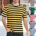 thumbnail image 1 of Mens Striped T Shirt Navy Striped T-Shirt Color Blocked Business Sports Round Neck Short Sleeve Mens Big And Tall Shirts Dark Blue L, 1 of 4
