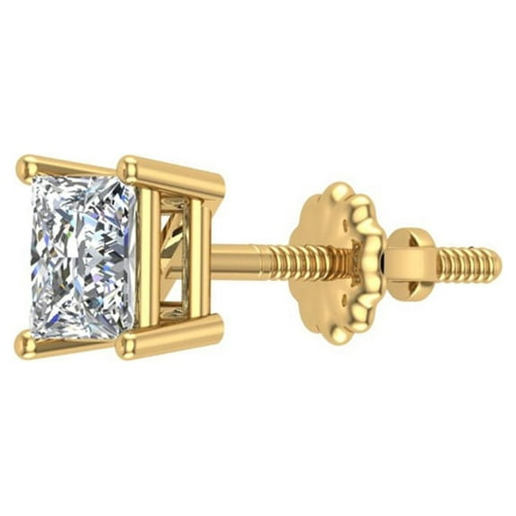 Mens Stud Earrings Princess Cut Diamond Earrings for Women-Teens Replacement Single (not a pair) 0.50 CTW 14K Gold (G,VS1)