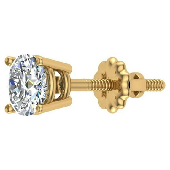 Mens Stud Earrings Round Cut Diamond Earrings for Women-Teens Single 14K Gold 0.38 CT TW (G,VS1)