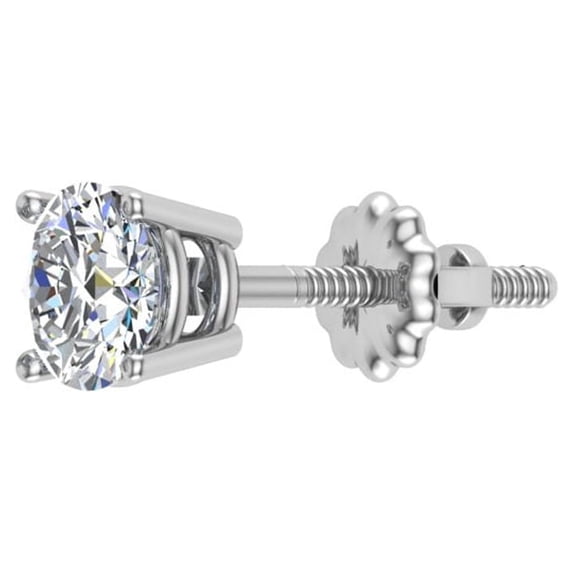 Mens Stud Earrings Round Cut Diamond Earrings for Women-Teens Single 14K White Gold 0.13 CT TW (G,VS2)