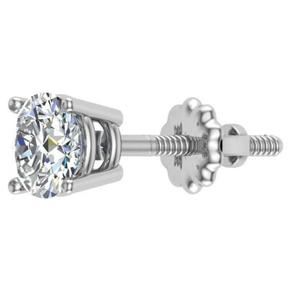 Mens Stud Earrings Round Cut Diamond Earrings for Women-Teens Single 14K White Gold 0.50 CT TW (G,VS2)