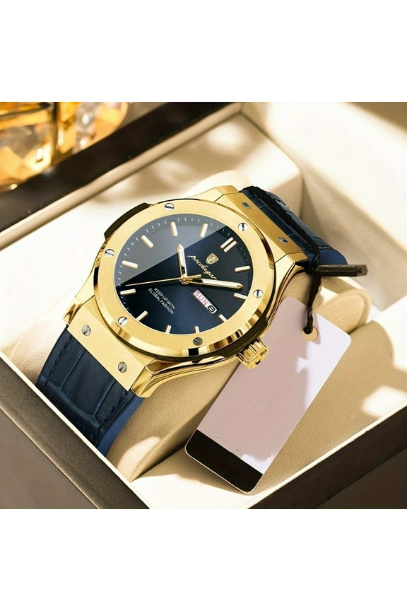 Mens Stylish Night Glow Quartz Watch - Water Resistant, Accurate Timekeeping, Luminous Dial, Perfect Accessory for Formal Occasions