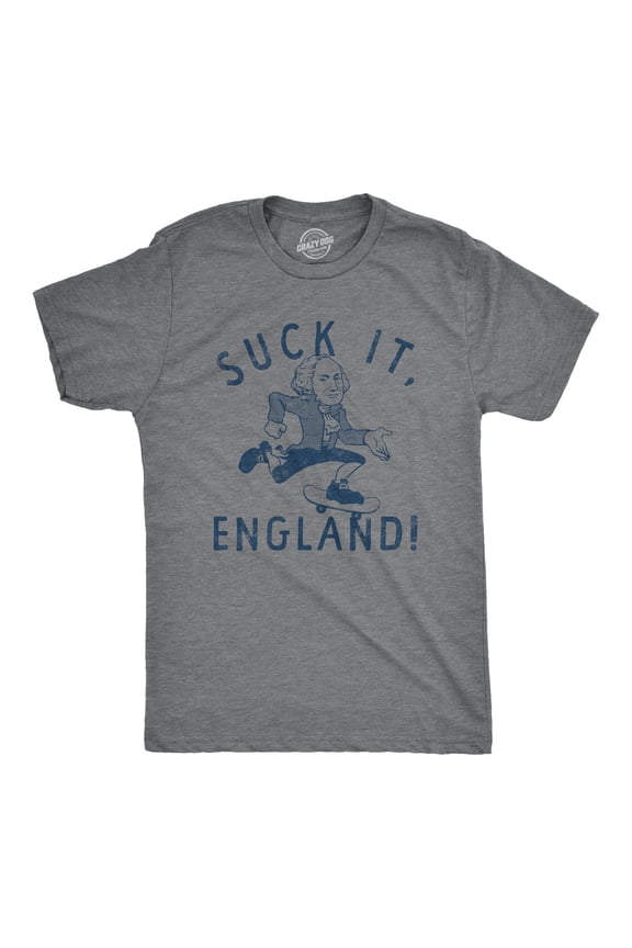 Mens Suck It England T Shirt Funny Fourth Of July George Washington Skateboarding Tee for Guys Graphic Tees