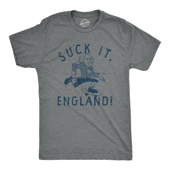 Mens Suck It England T Shirt Funny Fourth Of July George Washington Skateboarding Tee for Guys Graphic Tees