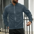 thumbnail image 1 of Mens Sueded Jackets with Pockets Long Sleeve Zip Up Coats Casual Solid Color Lightweight No Hood Comfort Office Work Outerwear Sweatshirts Jacket, 1 of 7